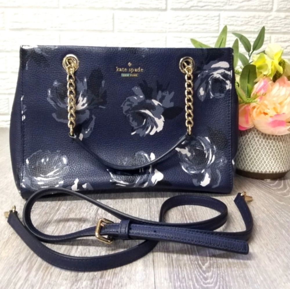 πHPπKate Spade Briar Lane Night Rose Meena Satchel - Picture 3 of 16
